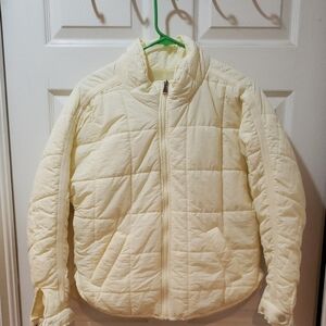 Women's Cream/Light Yellow Puffer Jacket.             Dictionary , Size M